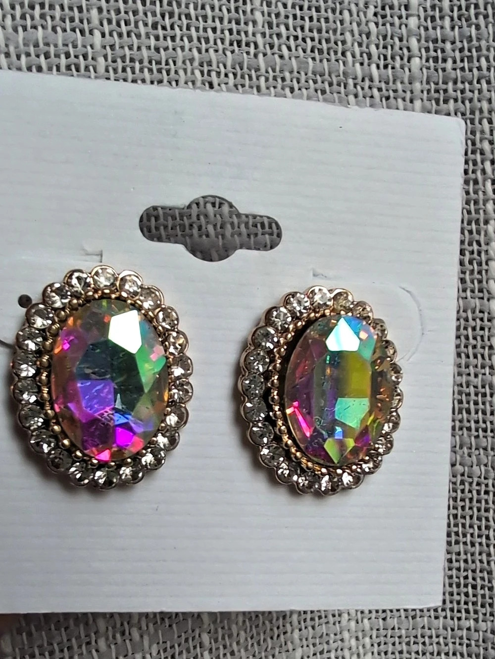Multicolor AB Rhinestone Statement Earrings Like New
